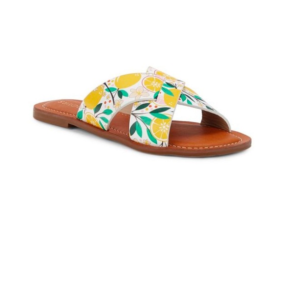 Jack Rogers Lemon Leather Crossover Sandals - size 7.5 - Picture 4 of 9